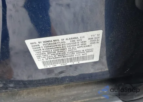 2015 Acura Mdx Technology Package from USA, damaged, VIN 5FRYD4H47FB024682